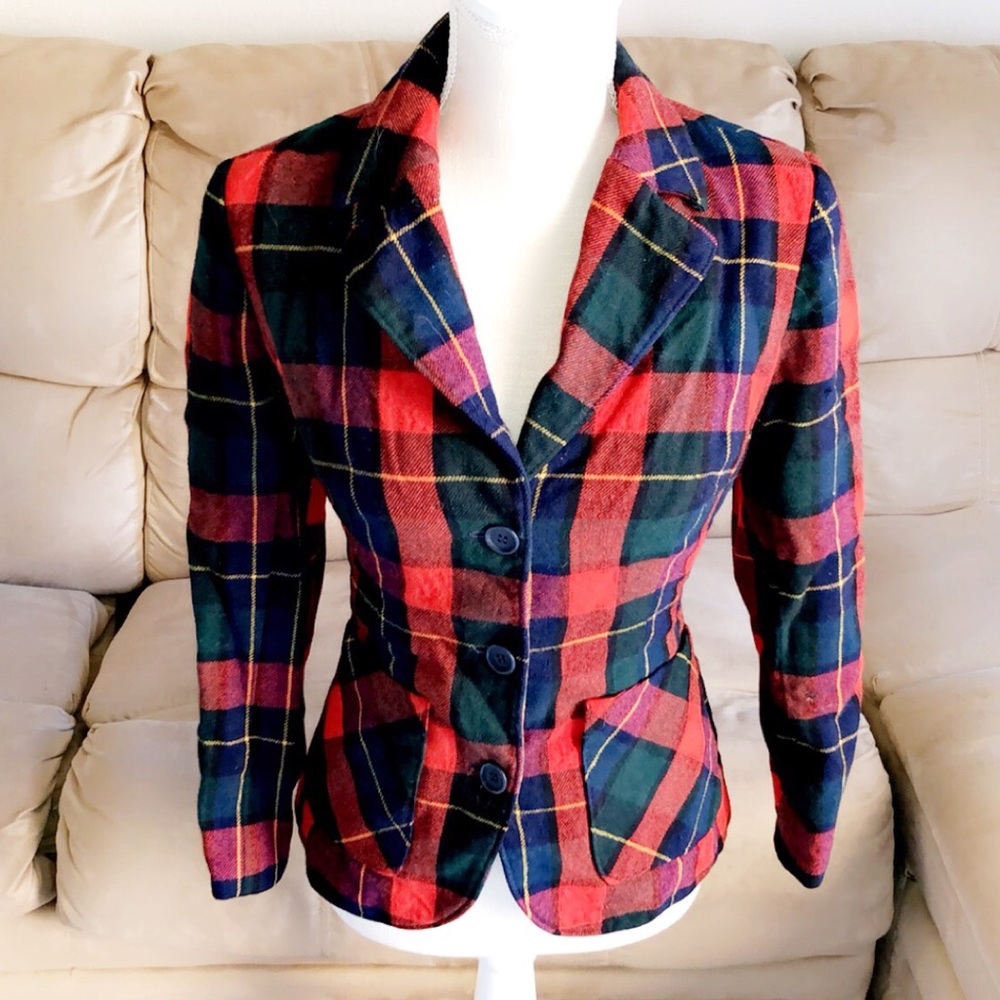 PENDLETON Wool Plaid Blazer, super cute would be adorable for Holiday/Christmas.